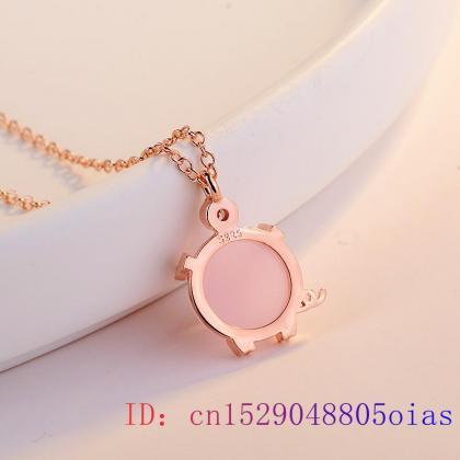 Pink Jade Pig Pendant Gifts Women Chalcedony..