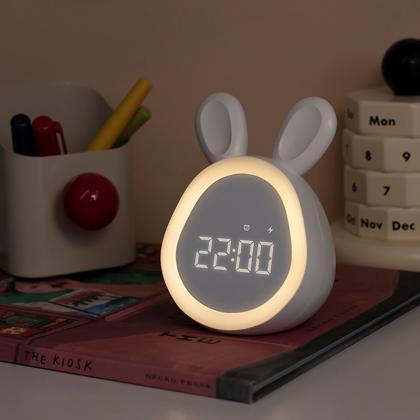 Kids Cute Rabbit Alarm Clock With Night Light..