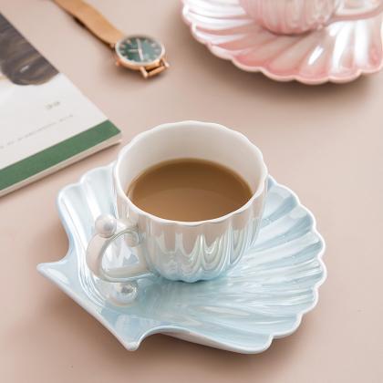 220ml Pearl Shell Coffee Cups With Saucer 3d..