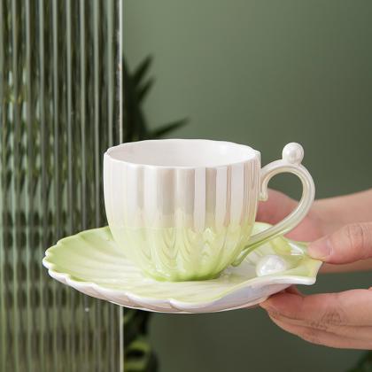 220ml Pearl Shell Coffee Cups With Saucer 3d..