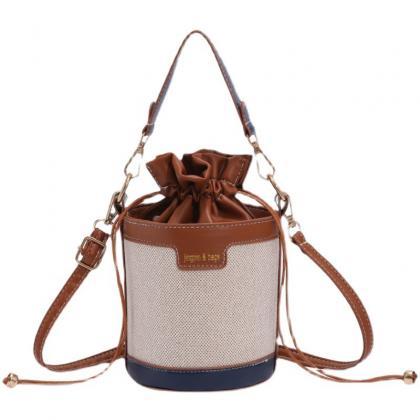 Women Shoulder Bags Cylinder Pu Leather Bucket..
