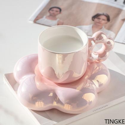 Flower Petal Porcelain Coffee Cup Exquisite Set..