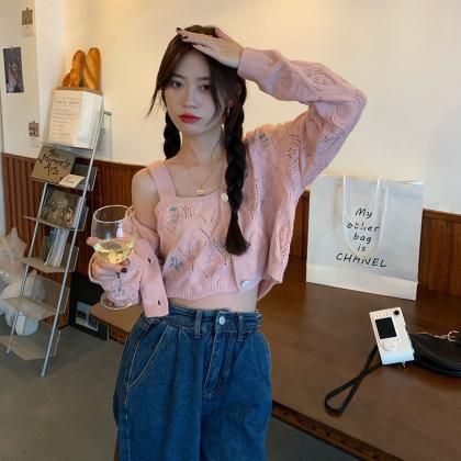Korean Fashion Knitted Cardigan 2 Piece Set Women..