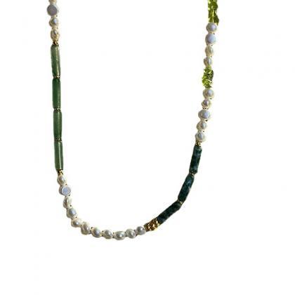 Natural Jade Necklace Freshwater Pearl Clavicle..