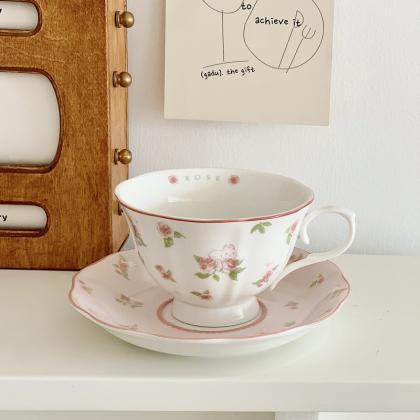 French Pink Retro Coffee Cup And Saucer Set Ins..