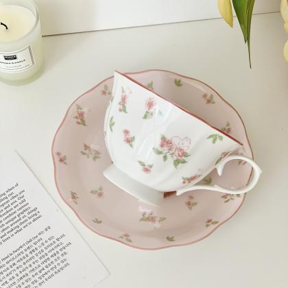 French Pink Retro Coffee Cup And Saucer Set Ins..