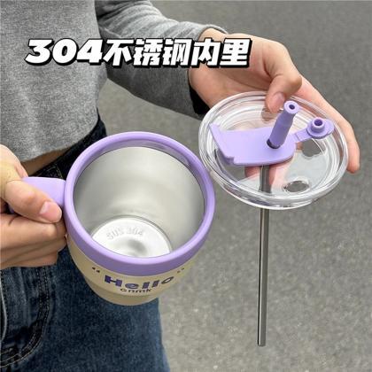 Cute Korean Coffee Thermal Cup Thermos Mug..