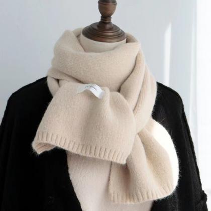 Scarf Women Solid Color Woolen Thick Warm Scarves..