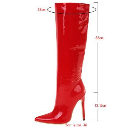 Women Knee High Boots Sexy Pointed Toe Thin High..