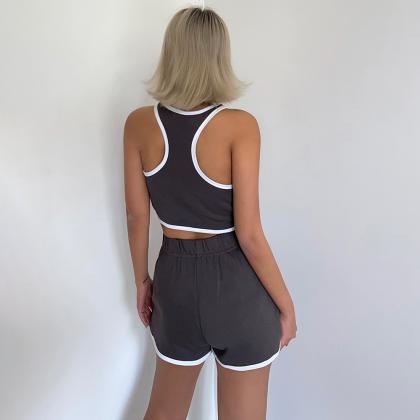 Gym Set Two-piece Cami Crop Vest Tank Top Add..
