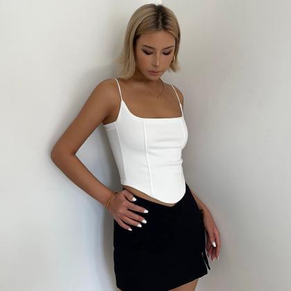 Casual Backless Sleeveless Tight Top Solid Shirt..