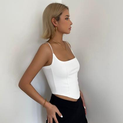 Casual Backless Sleeveless Tight Top Solid Shirt..