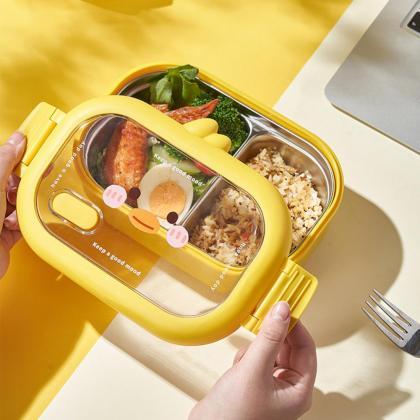 Bento Box Portable Food Container Grid Design Heat..