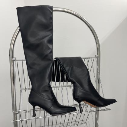 2023 Women Knee-high Boots Elegant Female Pointed..