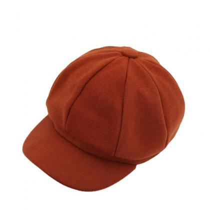 Autumn Winter Hats For Women Solid Plain Octagonal..