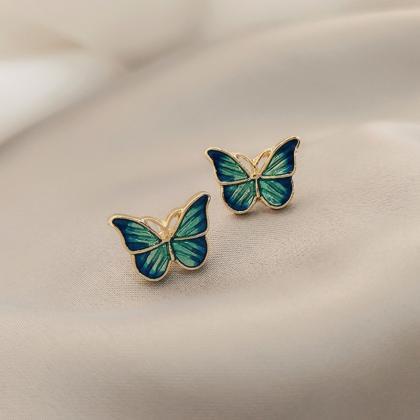 Cute Korean Earrings Butterfly Bling Zircon Stone..