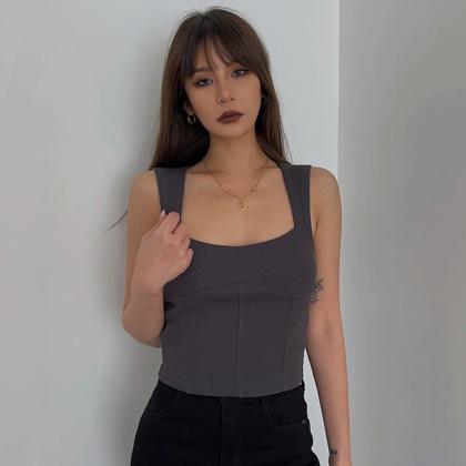Casual Sleeveless Tight Top Solid Shirt Sexy Top