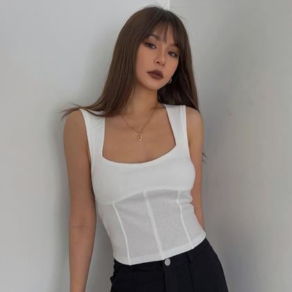 Casual Sleeveless Tight Top Solid Shirt Sexy Top