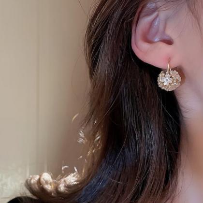 Korean Fashion Shell Flower Ball Earrings For..