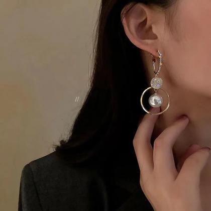 Fashion Korean Oversized White Pearl Drop Earrings..