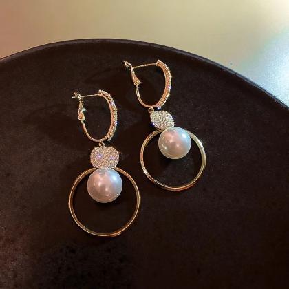 Fashion Korean Oversized White Pearl Drop Earrings..