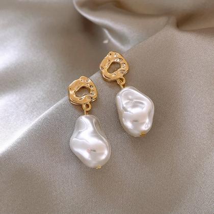 Korea Elegant Irregular Pearl Dangle Earrings For..