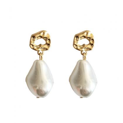Korea Elegant Irregular Pearl Dangle Earrings For..