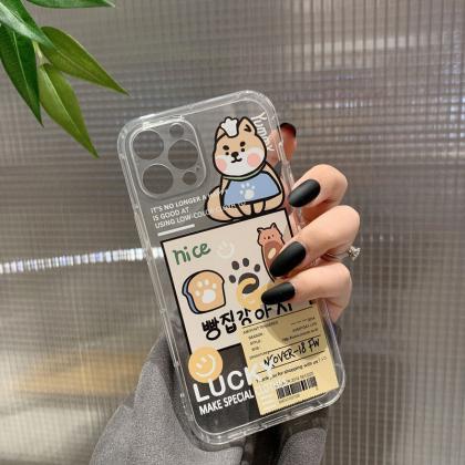 Cute Clear Cartoon Label Cat Korean Phone Case For..