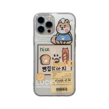 Cute Clear Cartoon Label Cat Korean Phone Case For..