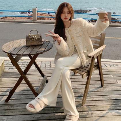 Korean Fashion Lamb Wool Coats Women Streetwear..