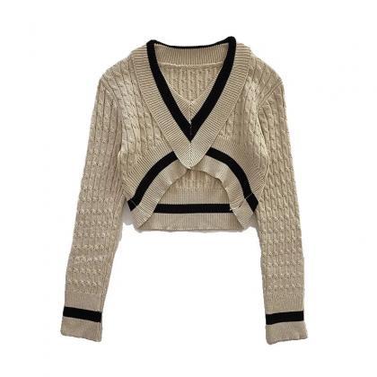 Korean Fashion Knitted Sweater Crop Top Y2k..