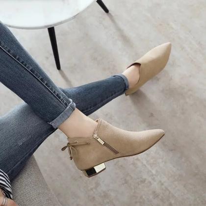 Female Ankle Boots Suede Booties Elegant With Low..