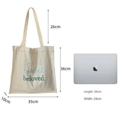 Letter Embroidery Women's Canvas Bag..