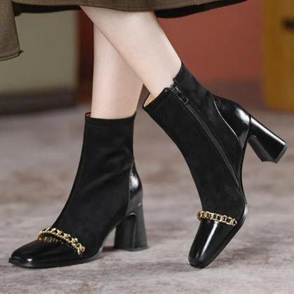 Winter Ankle Boots Women Chain High Heels Sexy..