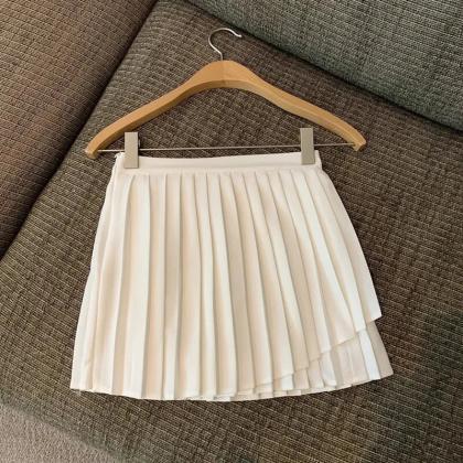 Irregular Pleated Mini Skirts Women High Waist..