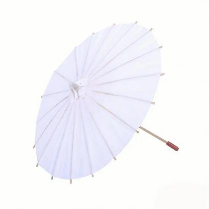 1pc, Vintage White Paper Umbrella For Women -..