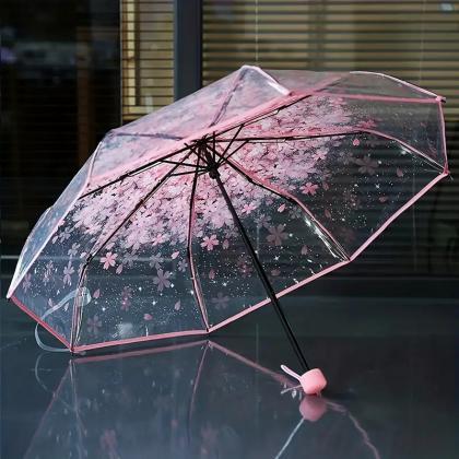 Foldable Sun Manual Umbrella Transparent Romantic..