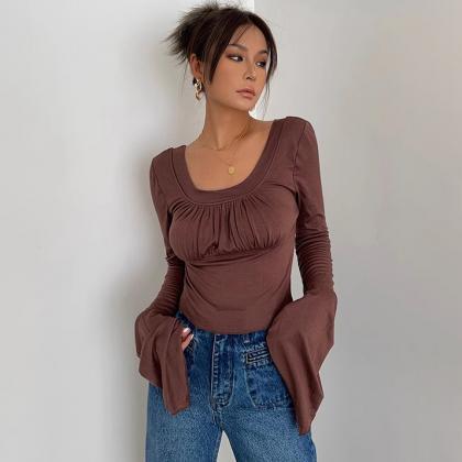 Women's Long Sleeve Scoop Neck Fitted..