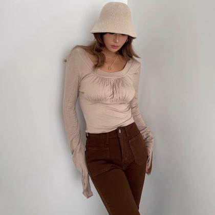 Women's Long Sleeve Scoop Neck Fitted..