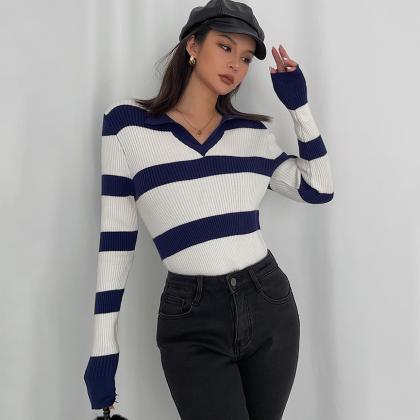 Women's Striped Printed Ribbed Long..