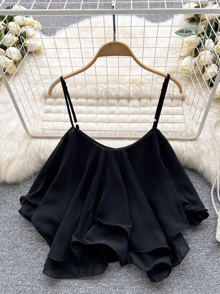 black chiffon cropped chiffon
