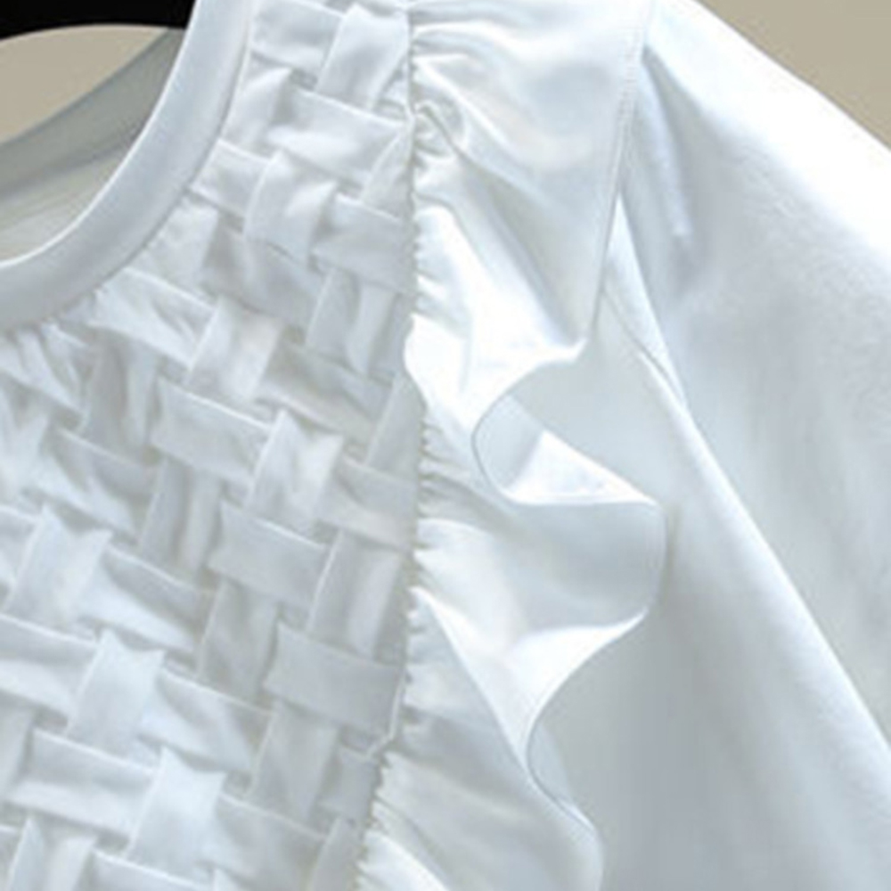RUFFLE SLEEVE PRINTED ELASTIC WAIST TASSEL TOPS main image 1