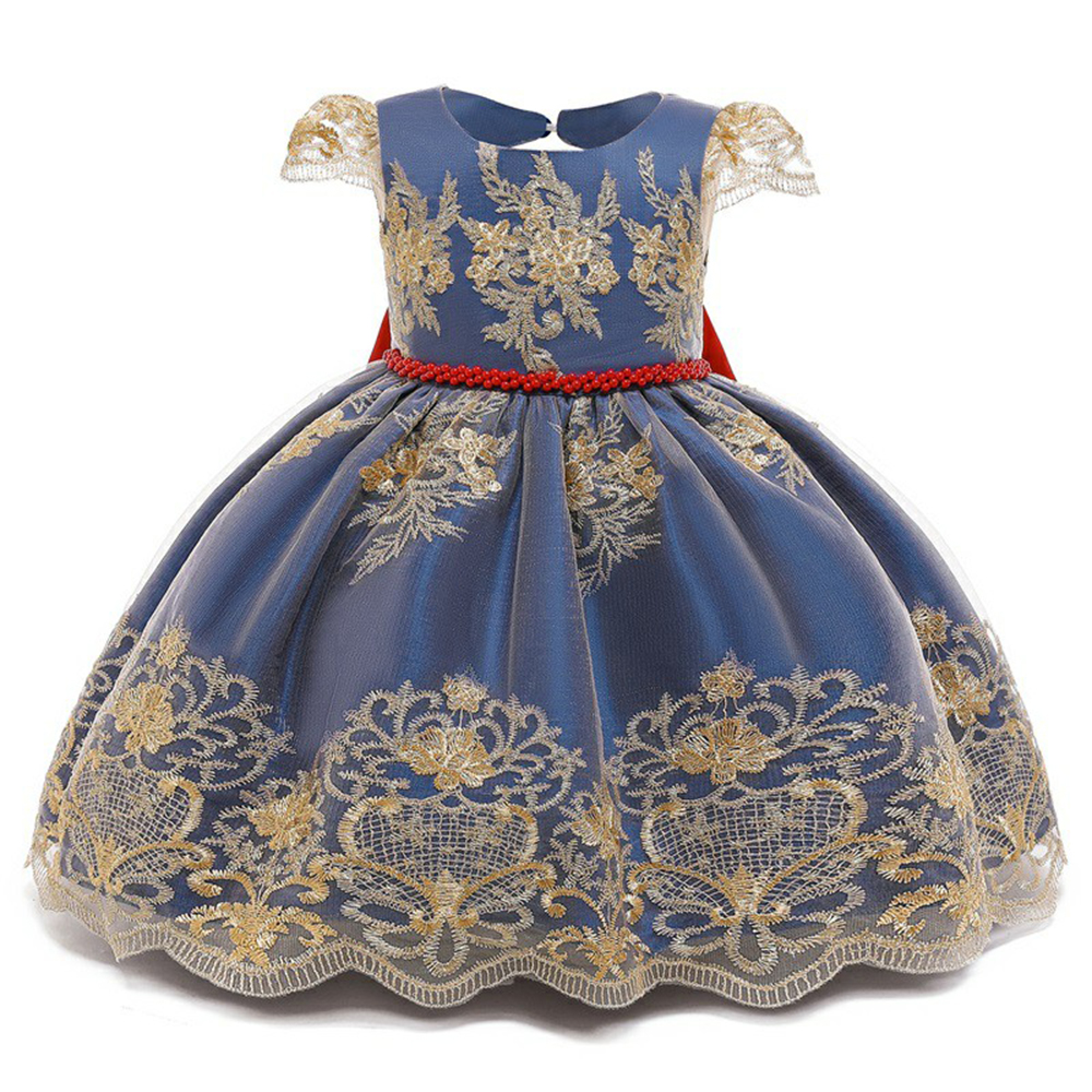 Girls Dress Lace Pageant Frock Prom Gown Flower Beading Princess Dress