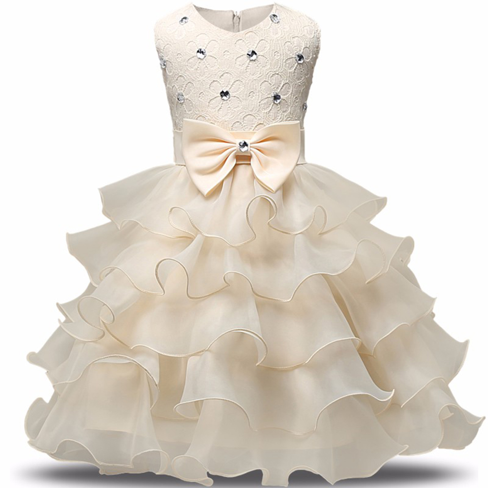 Kids Dresses For Girls Ball Gown Party Evening Children Costume Bow Princess Birthday Communion Dresse