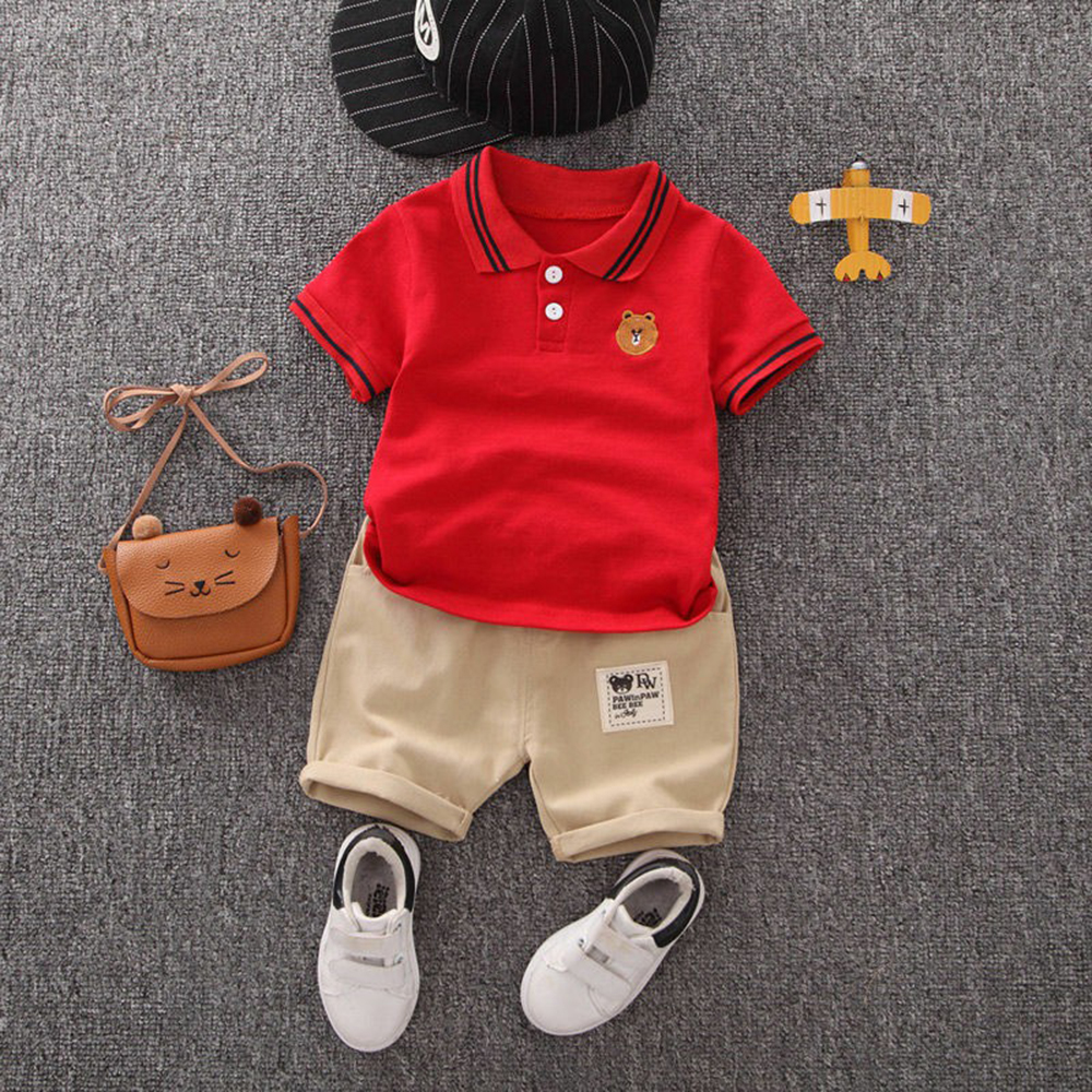 Baby Boy Clothing Sets Fashion Embroidery Short Sleeve T-shirt+shorts Children 2pcs Suit Kids Sports Set