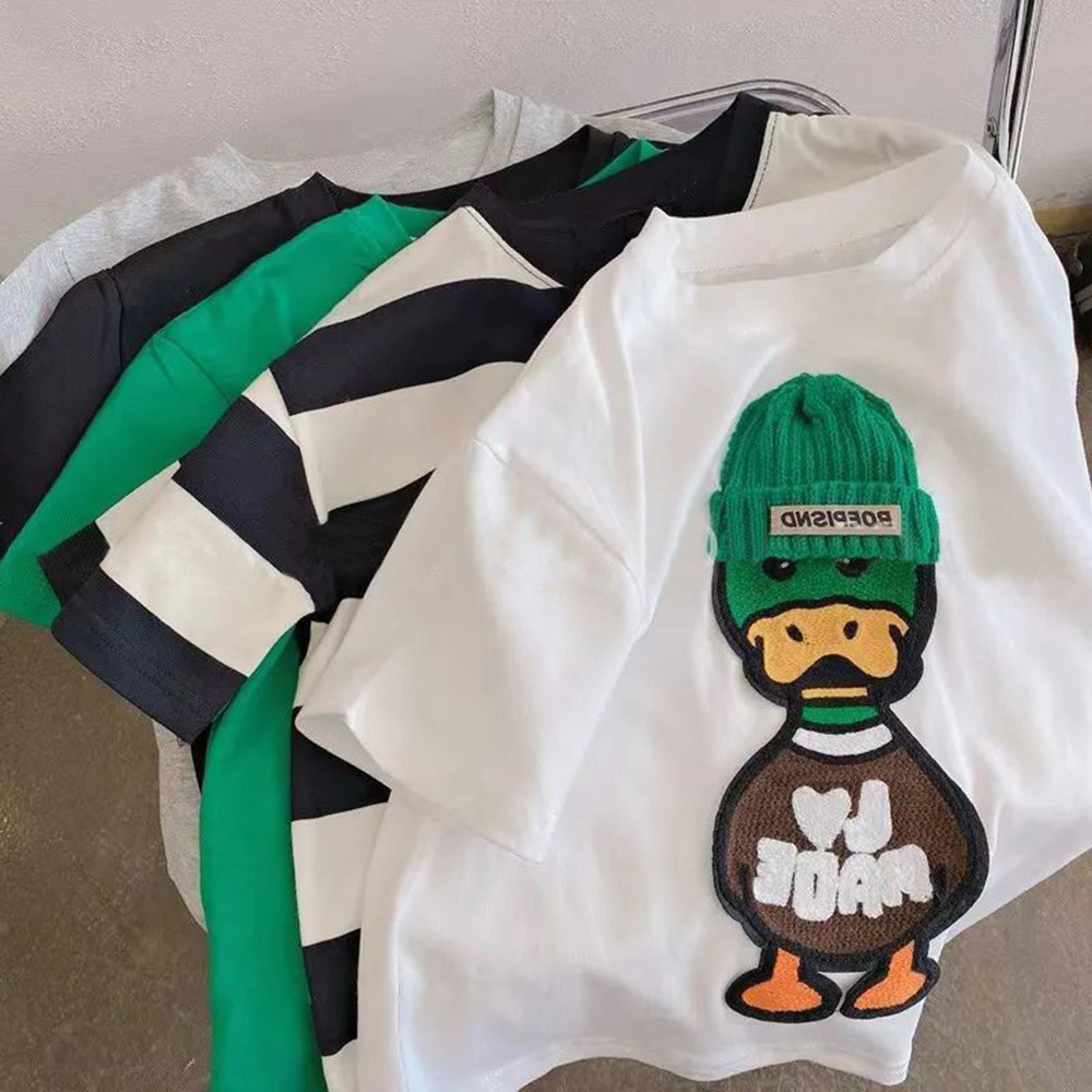 Popular Embroidered Duck Casual Short Sleeve Boy T-shirt Children Baby T-shirt For Boys Girls Tops