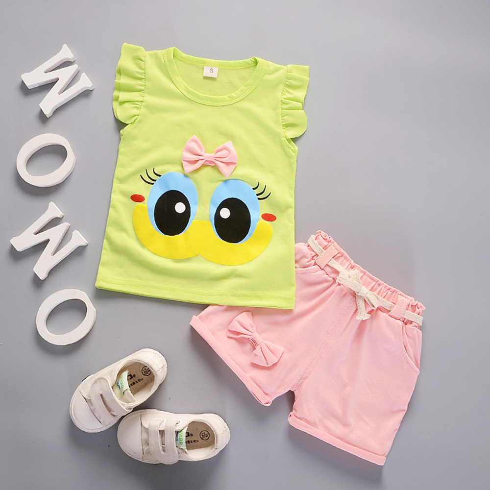 Cute Cartoon 2pcs Kids Baby Girls Floral T-shirt Top Shorts Pants Set Clothes Girls Clothing Sets