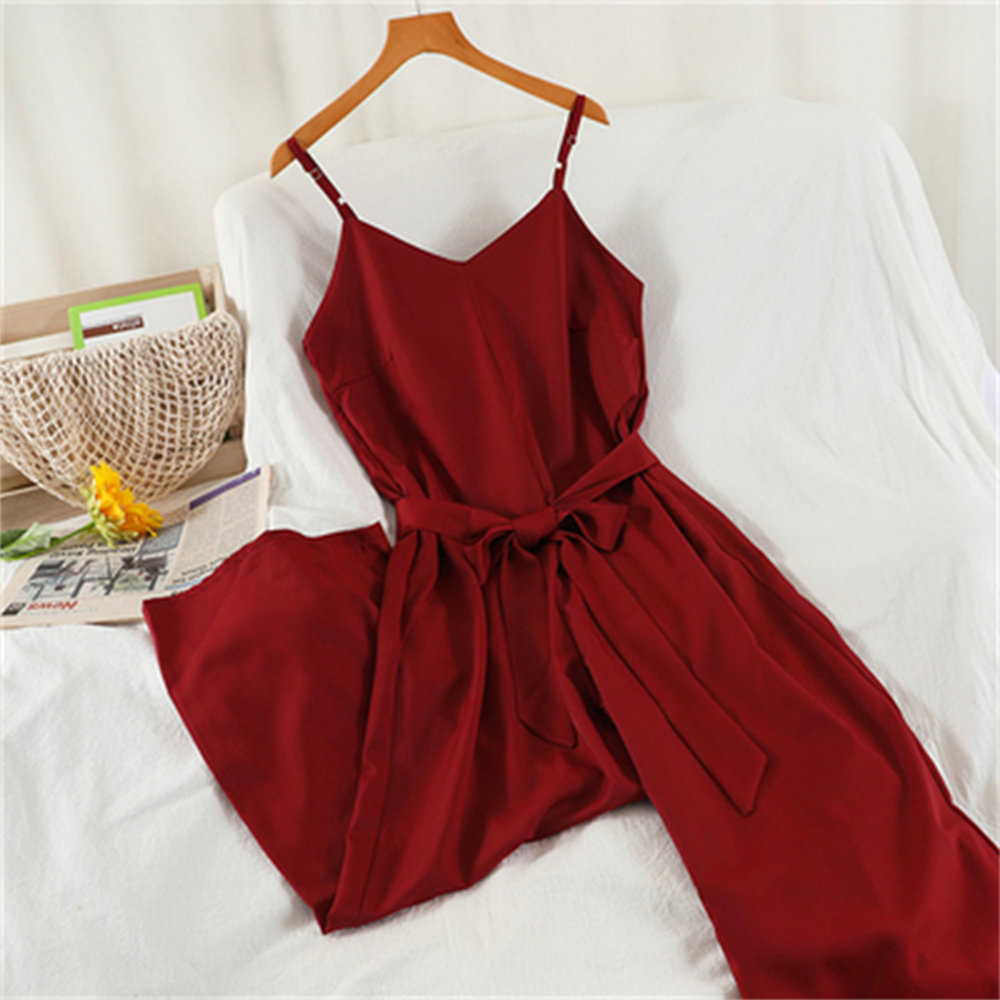 Women Elegant Jumpsuit Solid Sexy Sleeveless Sling High Waist Rompers Casual Party Female Jumpsuit