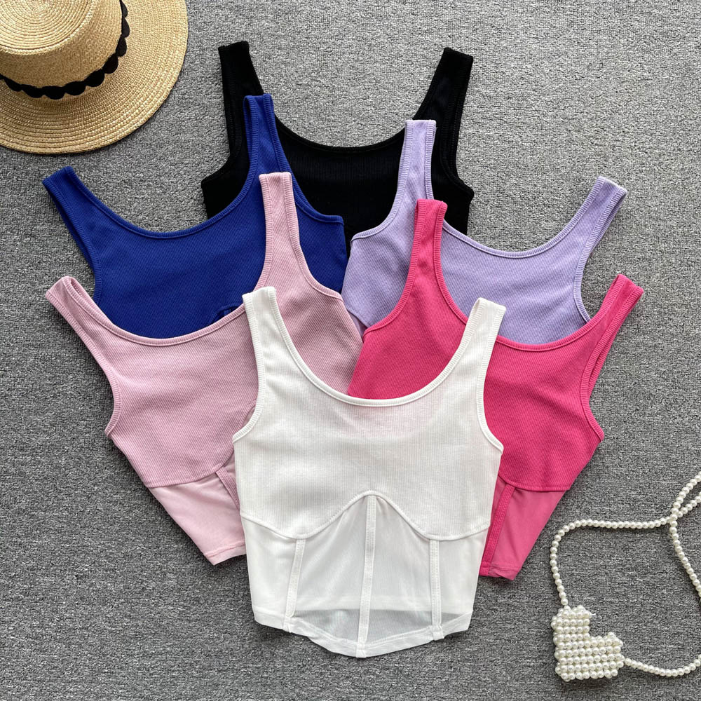 Sexy Camisole Patchwork Women Strap Casual Outwear High Street Ladies Transparent Streetwear Tank Tops