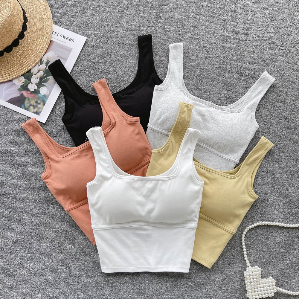 Basic Camisole Women Underwear Square Neck Backless Crop Tops Fashion Ladies Casual Slim Tank Tops